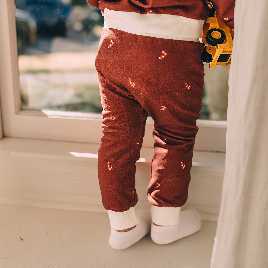 Jogger Pants - Candy Cane Holiday Organic Cotton