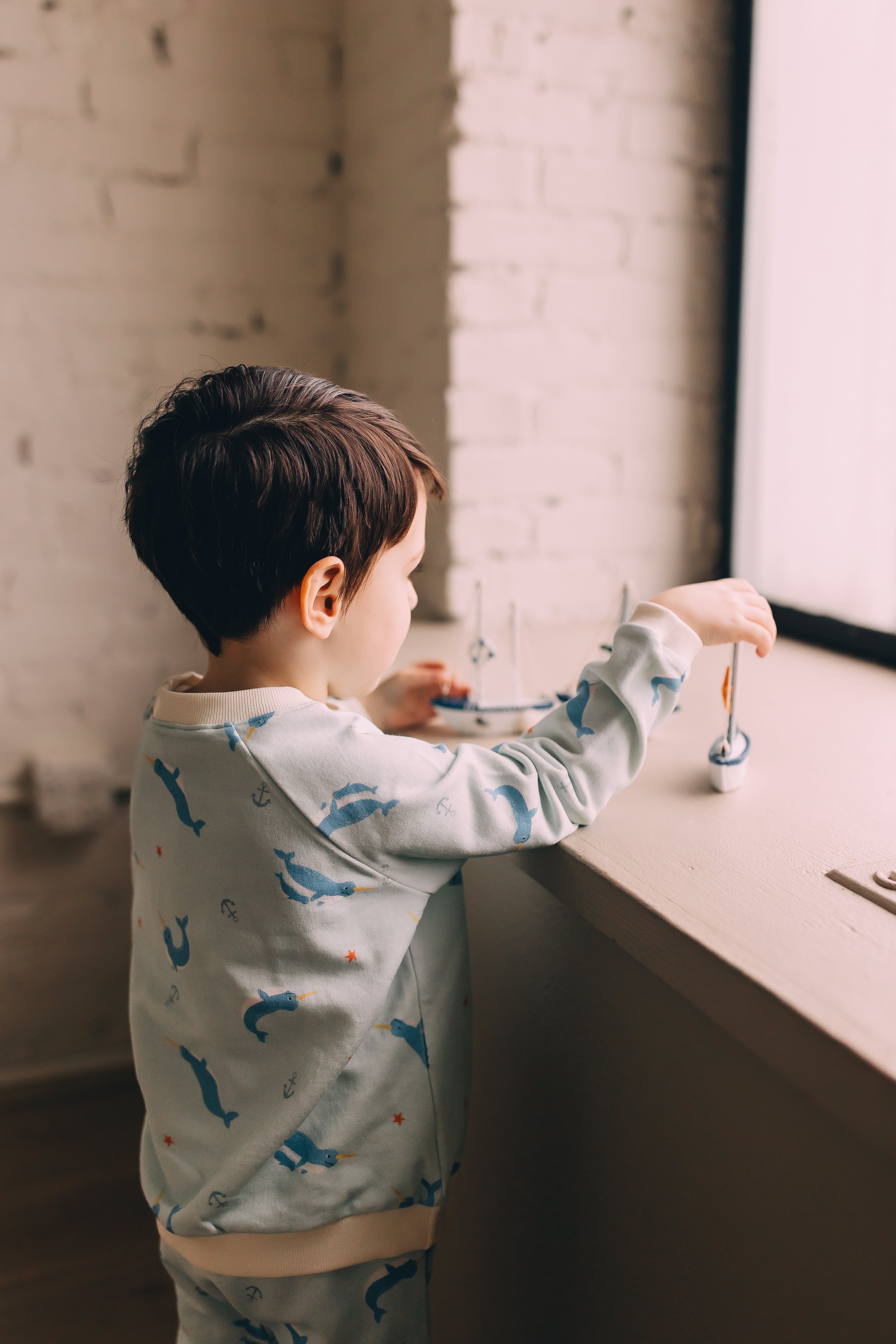 Raglan Sweatshirt - Narwhals at Sea Organic Cotton