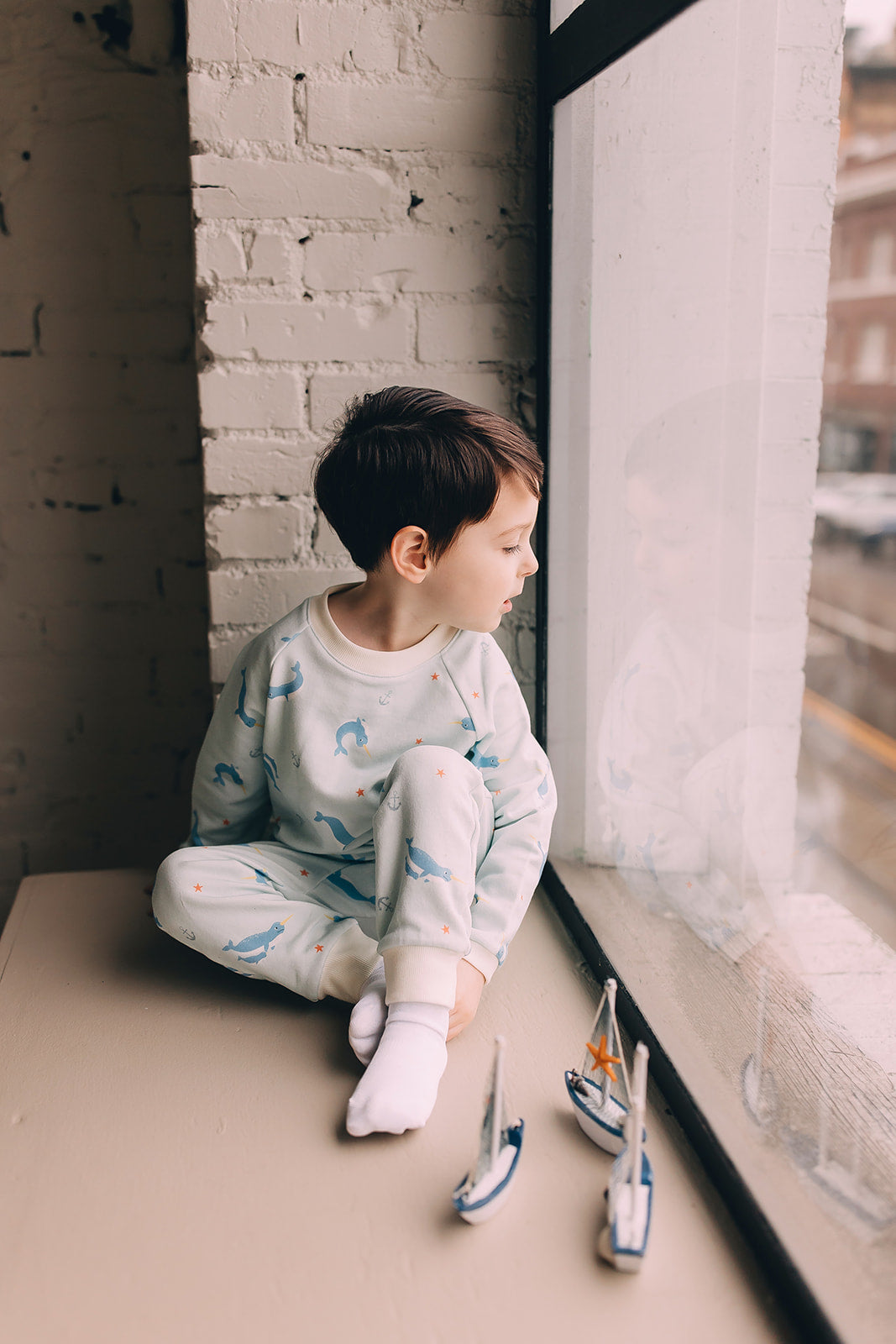 Raglan Sweatshirt - Narwhals at Sea Organic Cotton