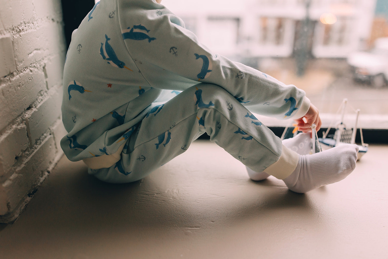 Raglan Sweatshirt - Narwhals at Sea Organic Cotton