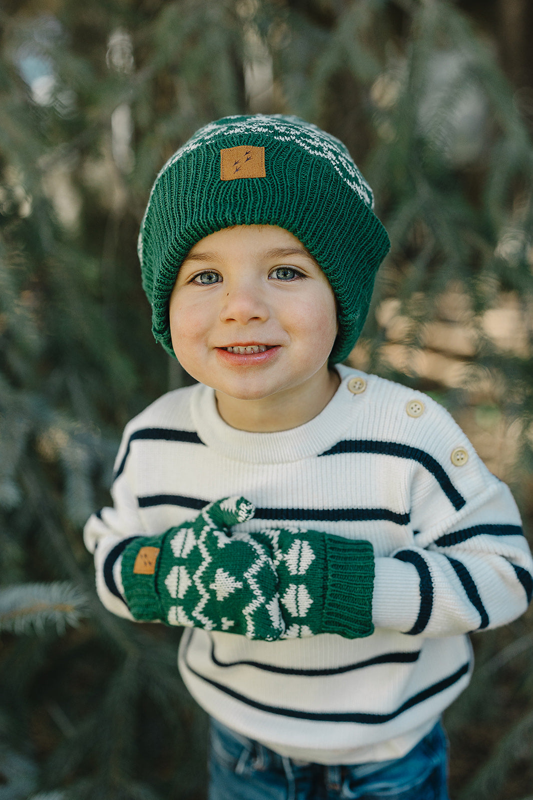 100% Organic Cotton Kids + Adult Spruce Mittens