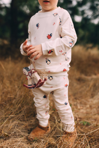 Jogger Pants - Holiday Slopes & Snowflakes Organic Cotton