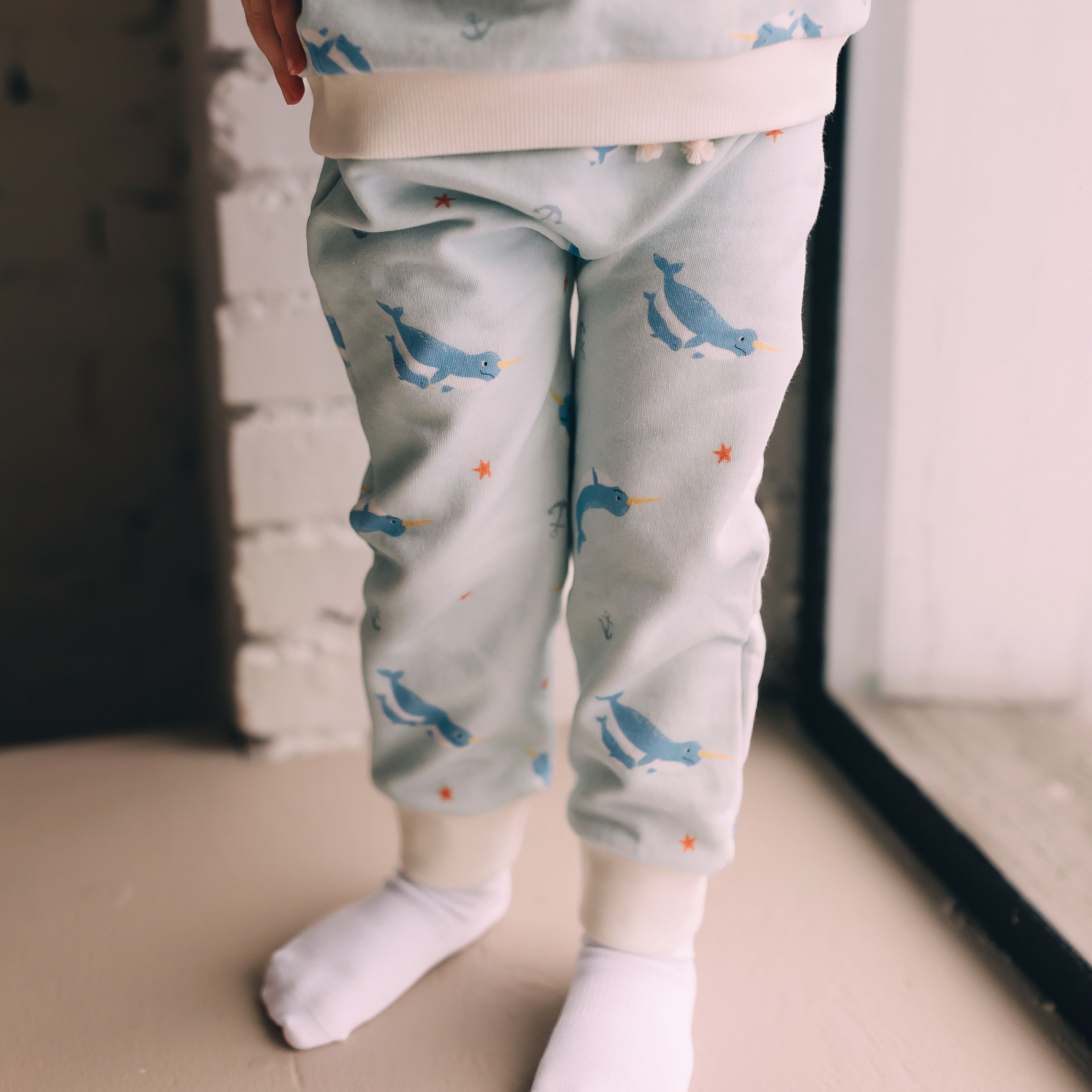 Jogger Pants - Narwhals at Sea Organic Cotton