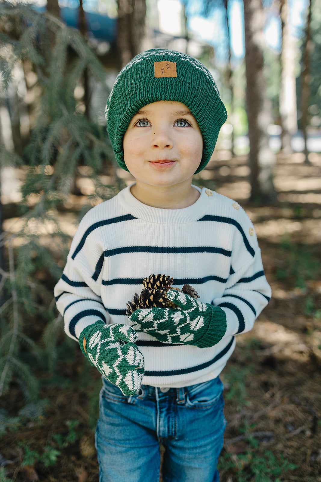 100% Organic Cotton Kids + Adult Spruce Mittens